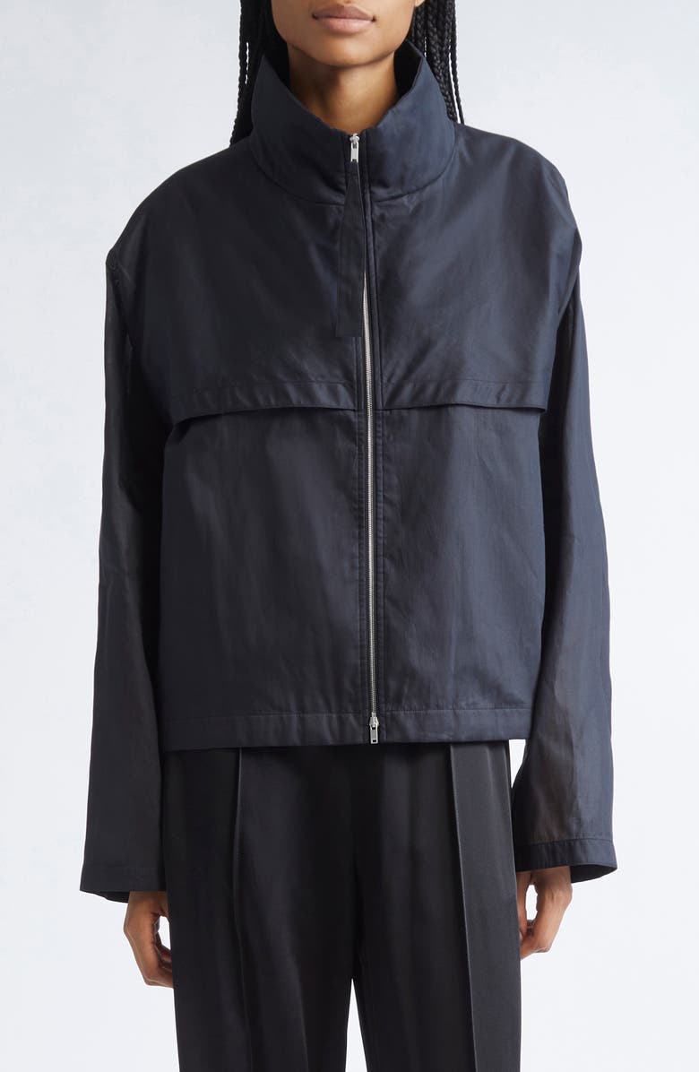 Jil Sander Cotton Organdy Blouson Jacket, Main, color, Black