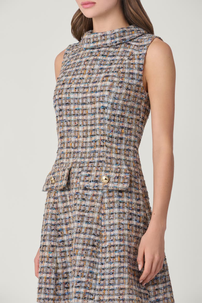 Shimmer Tweed Charlotte Dress, Alternate, color, Beige Multi