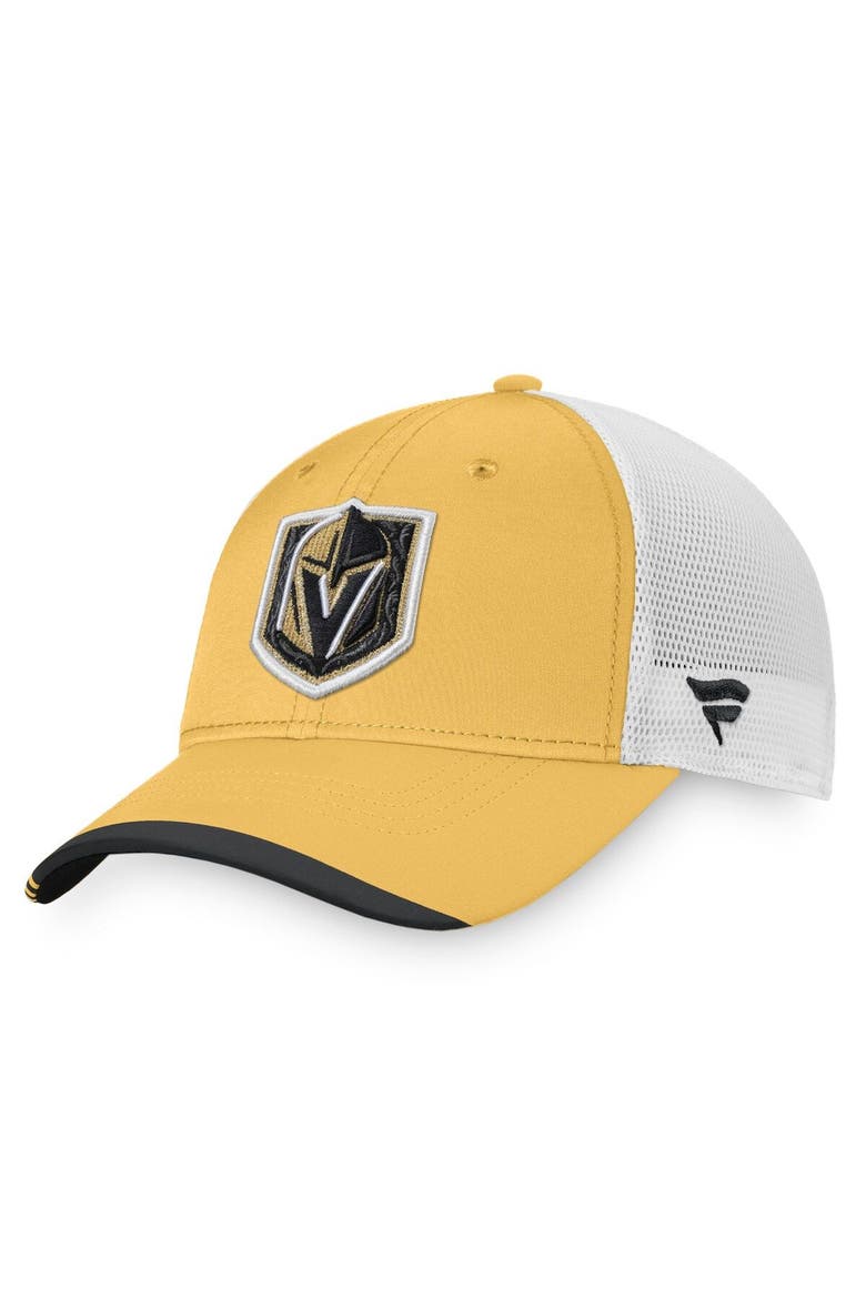 Men's Fanatics Branded Gold/White Vegas Golden Knights Authentic Pro Locker Room Logo Trucker Snapback Hat, Main, color, Gold