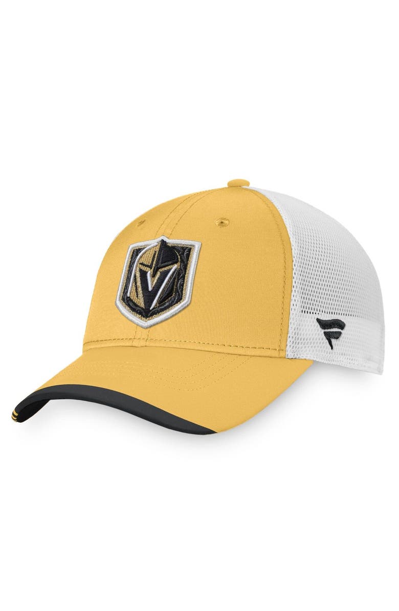 FANATICS Men's Fanatics Branded Gold/White Vegas Golden Knights Authentic Pro Locker Room Logo Trucker Snapback Hat, Main, color, 