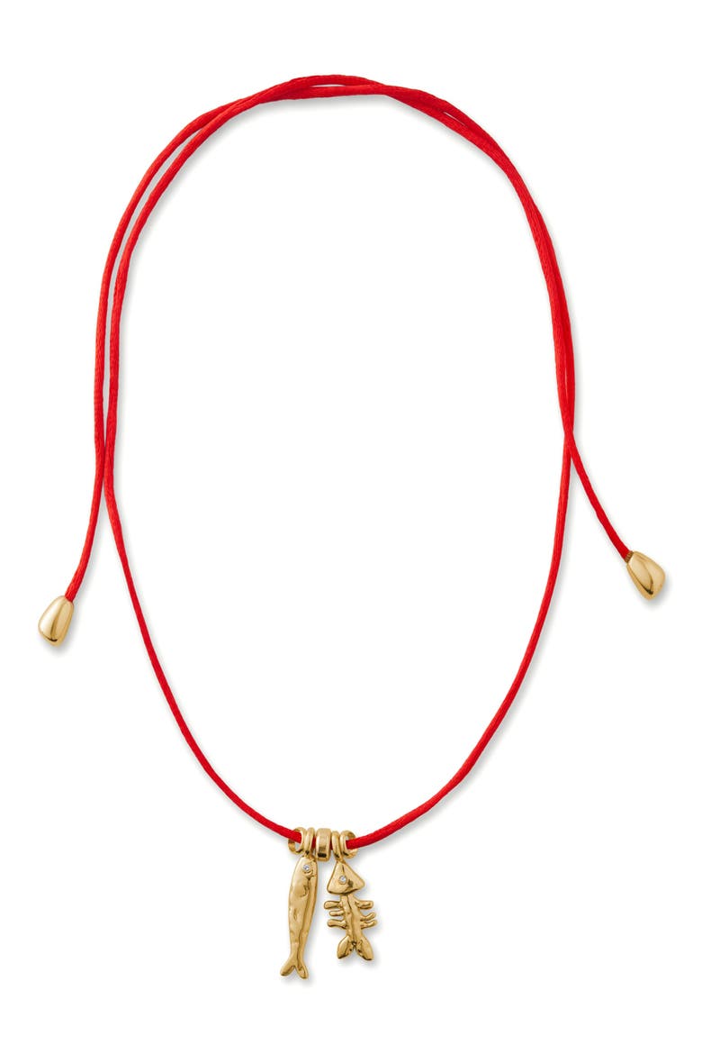 Sardine & Fishbone Necklace, Main, color, GOLD PLATED