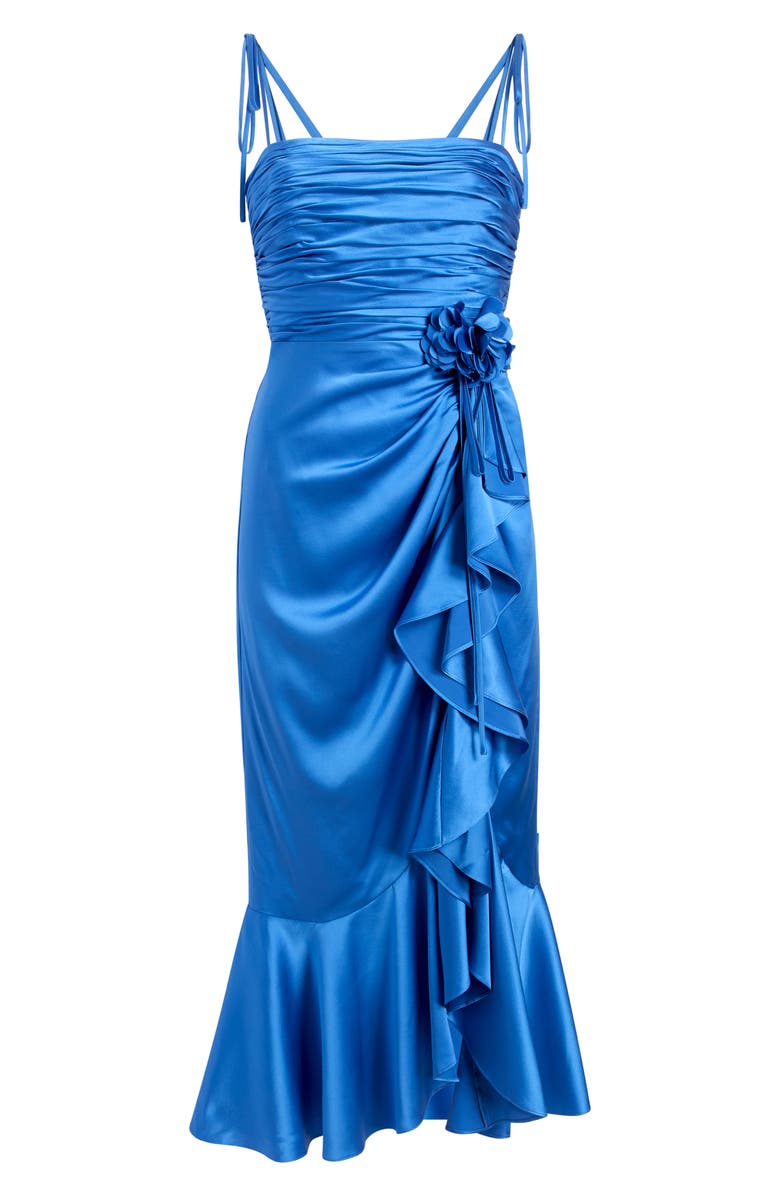 Cinq à Sept Mireya Ruched Ruffle Sleeveless Silk Maxi Dress, Alternate, color, Cobalt Wave