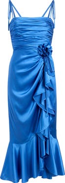 Cinq à Sept Mireya Ruched Ruffle Sleeveless Silk Maxi Dress