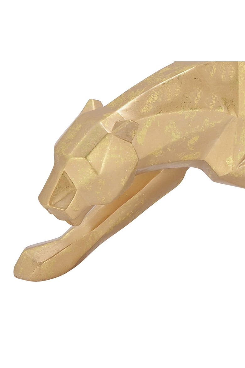 Goldtone Polystone Modern Leopard Sculpture, Alternate, color, GOLD