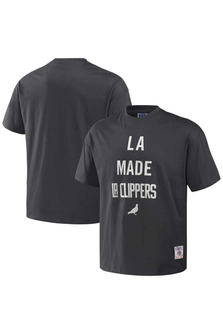 Men's NBA x Staple Anthracite LA Clippers Heavyweight Oversized T-Shirt, Main, color, Anthracite