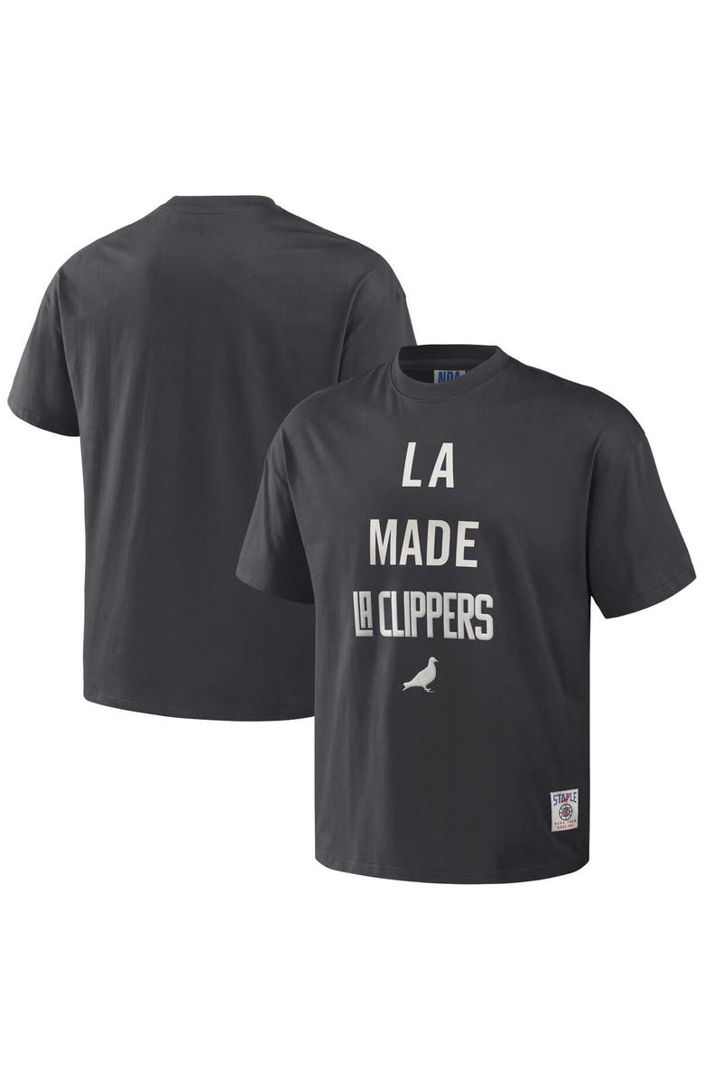 STAPLE Men's NBA x Staple Anthracite LA Clippers Heavyweight Oversized T-Shirt, Main, color, 