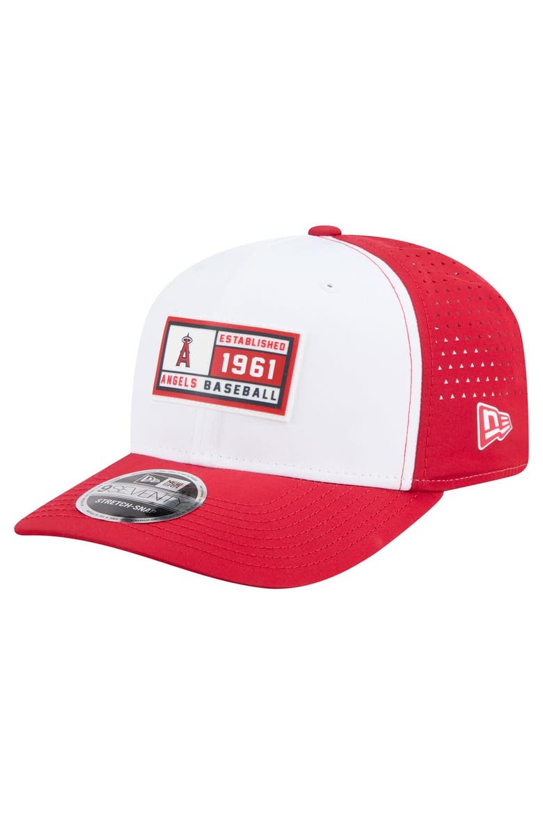 Men's New Era White/Red Los Angeles Angels Established Patch 9SEVENTY Adjustable Hat, Main, color, White