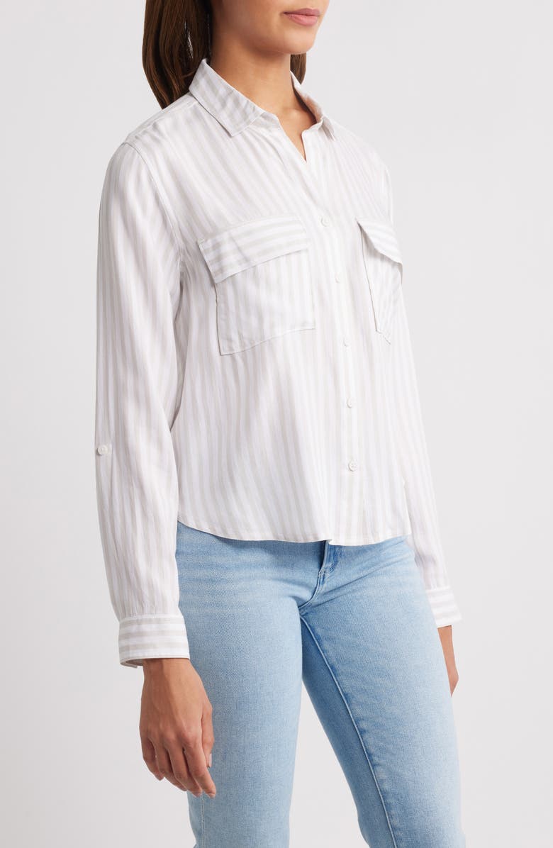beachlunchlounge Fallon High-Low Button-Up Shirt, Alternate, color, Dry Almond