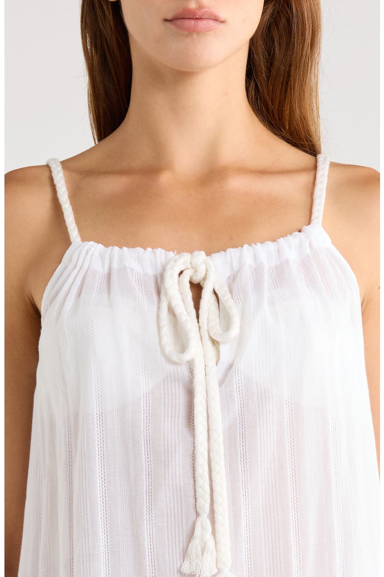 Textured Stripe Cotton Cover-Up Maxi Dress, Alternate, color, WHITE