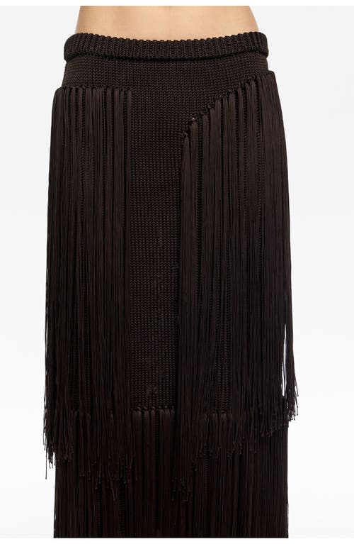 Bimba Y Lola Fringed Knit Skirt In Brown
