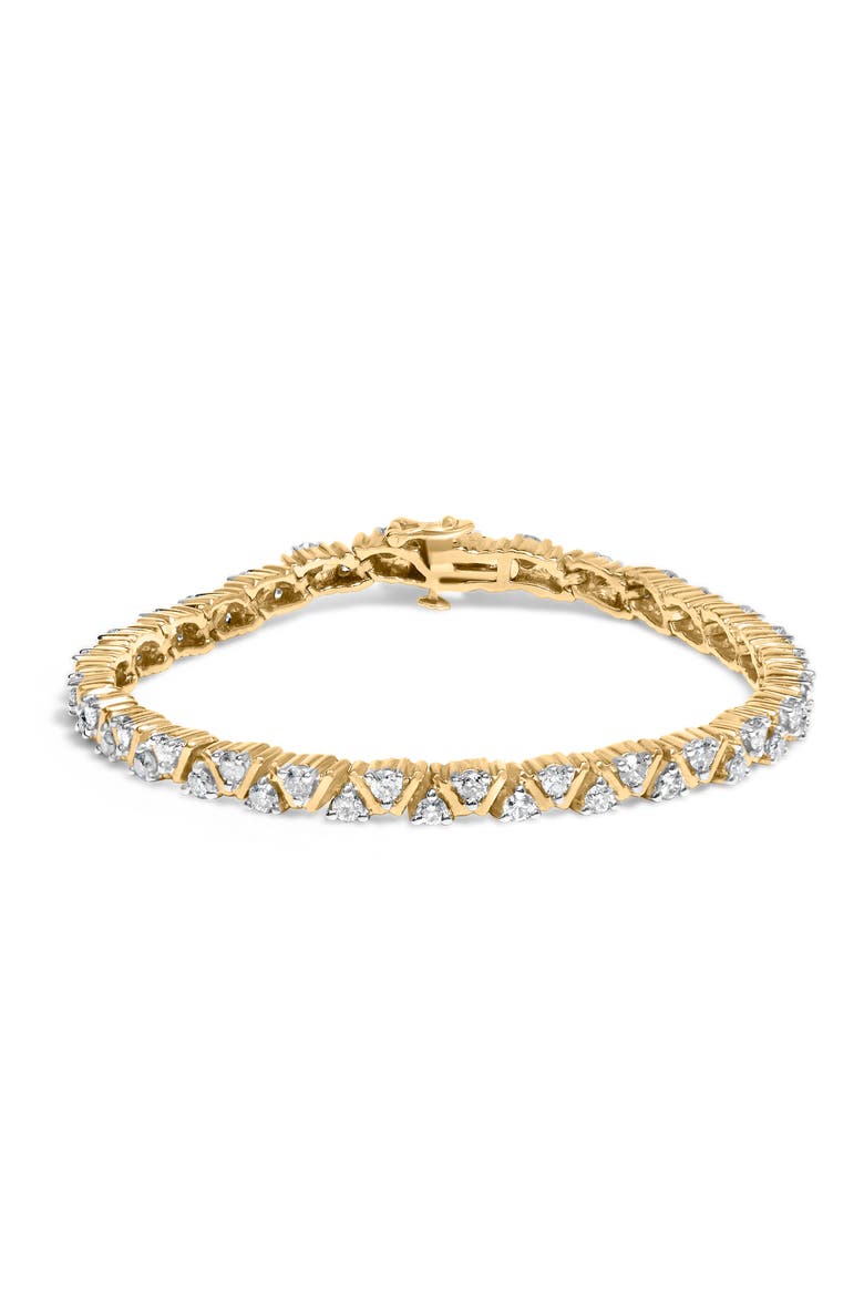 14K Yellow Gold 4.00 Cttw Diamond Triangle Link Tennis Bracelet, Main, color, Yellow