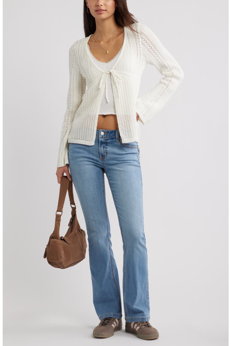 Openstitch Tie Front Cardigan, Alternate, color, IVORY