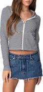 EDIKTED Madison Stripe Zip Hoodie