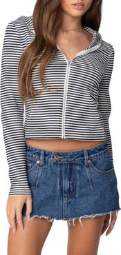 EDIKTED Madison Stripe Zip Hoodie