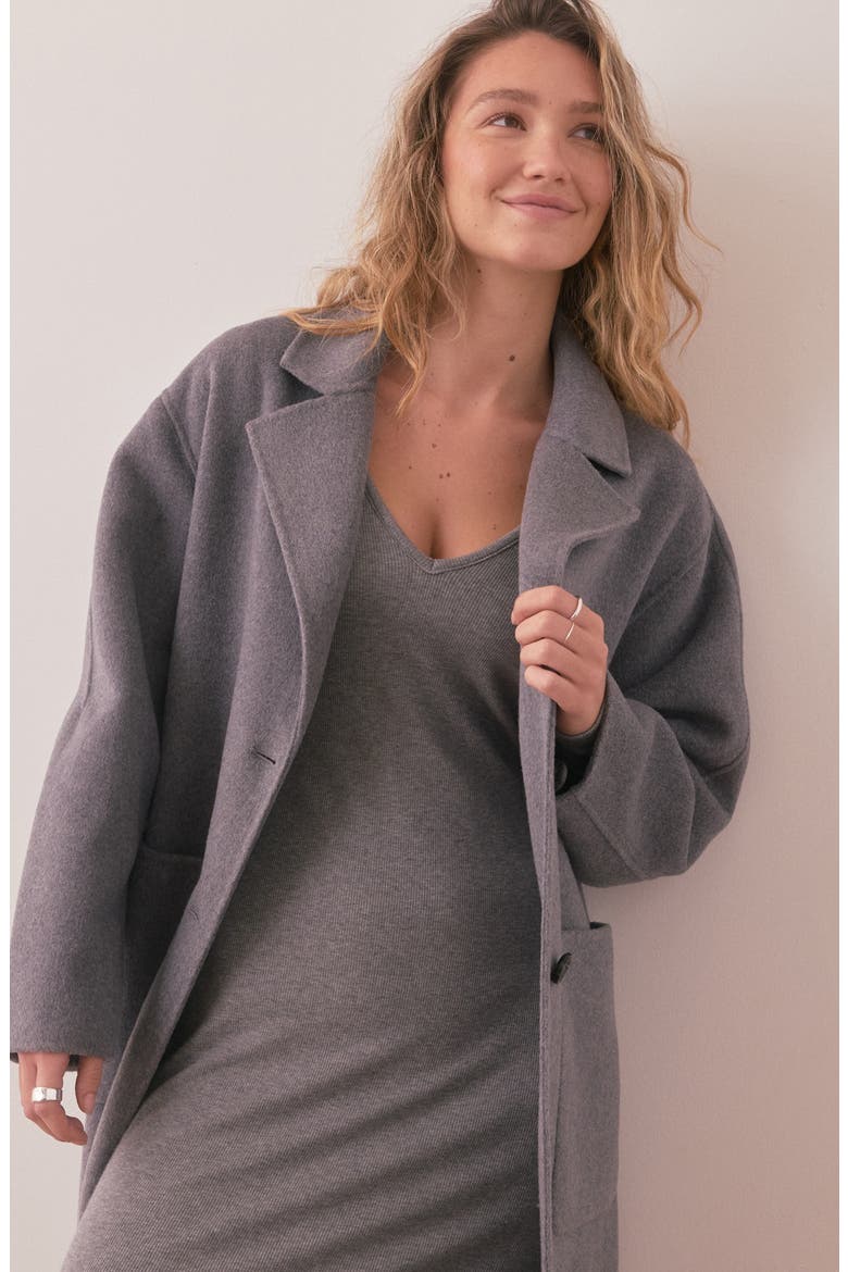Colette Oversize Double Face Longline Coat, Alternate, color, GREY HEATHER