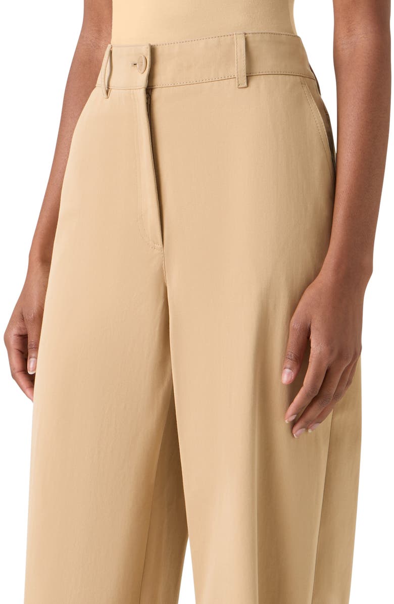 Akris punto Fraser High Waist Cotton Gabardine Barrel Leg Pants, Alternate, color, Beige