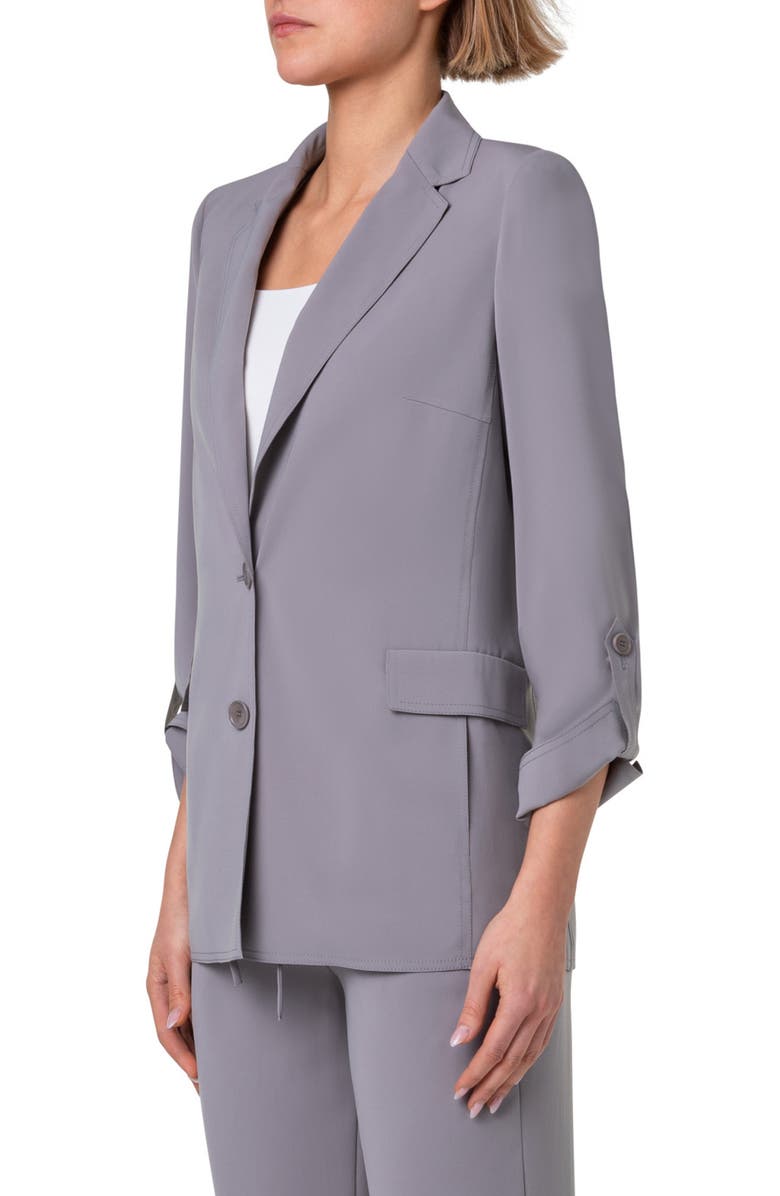 Akris punto Roll Tab Cuff Boyfriend Blazer, Alternate, color, Tin