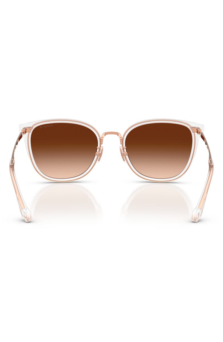 COACH 54mm Gradient Polarized Square Sunglasses, Alternate, color, Rose Gold / Crystal/ Brown