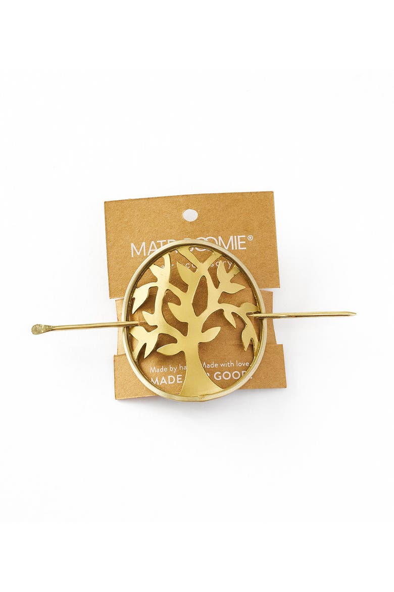 Aranyani Tree of Life Hair Pin - Slide with Stick, Alternate, color, Metallic Gold