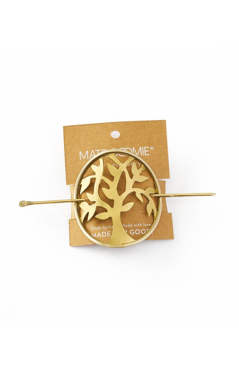 Matr Boomie Aranyani Tree of Life Hair Pin - Slide with Stick, Alternate, color, Metallic Gold