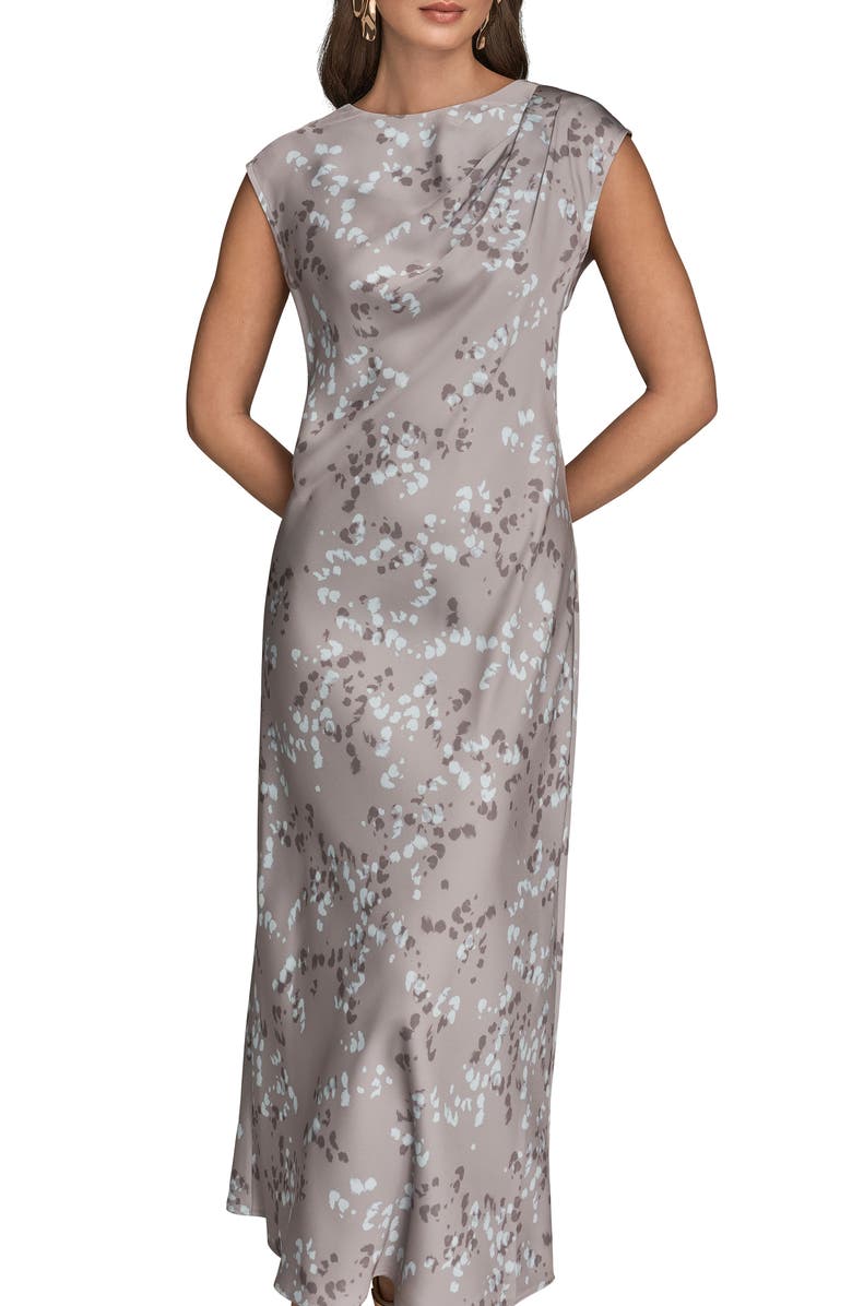 Donna Karan New York Abstract Print Satin Midi Dress, Alternate, color, Driftwood Multi