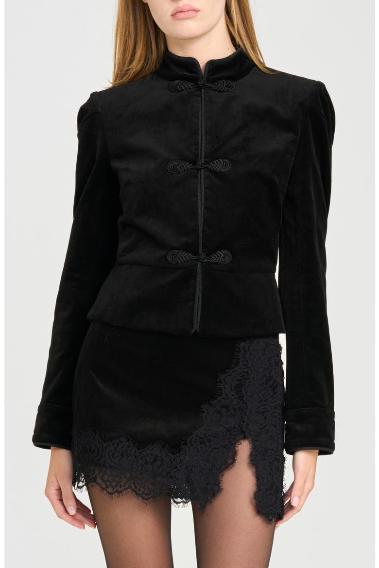 x Rose Lola Rose Velveteen Jacket, Main, color, BLACK