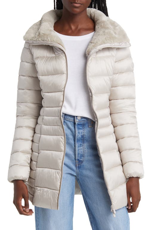 Save The Duck Caroline Water Repellent Satin Puffer Jacket In White