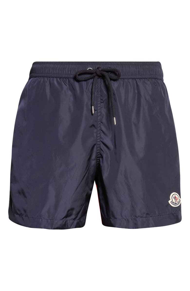 Moncler Logo Patch Swim Trunks, Main, color, Naval Blue