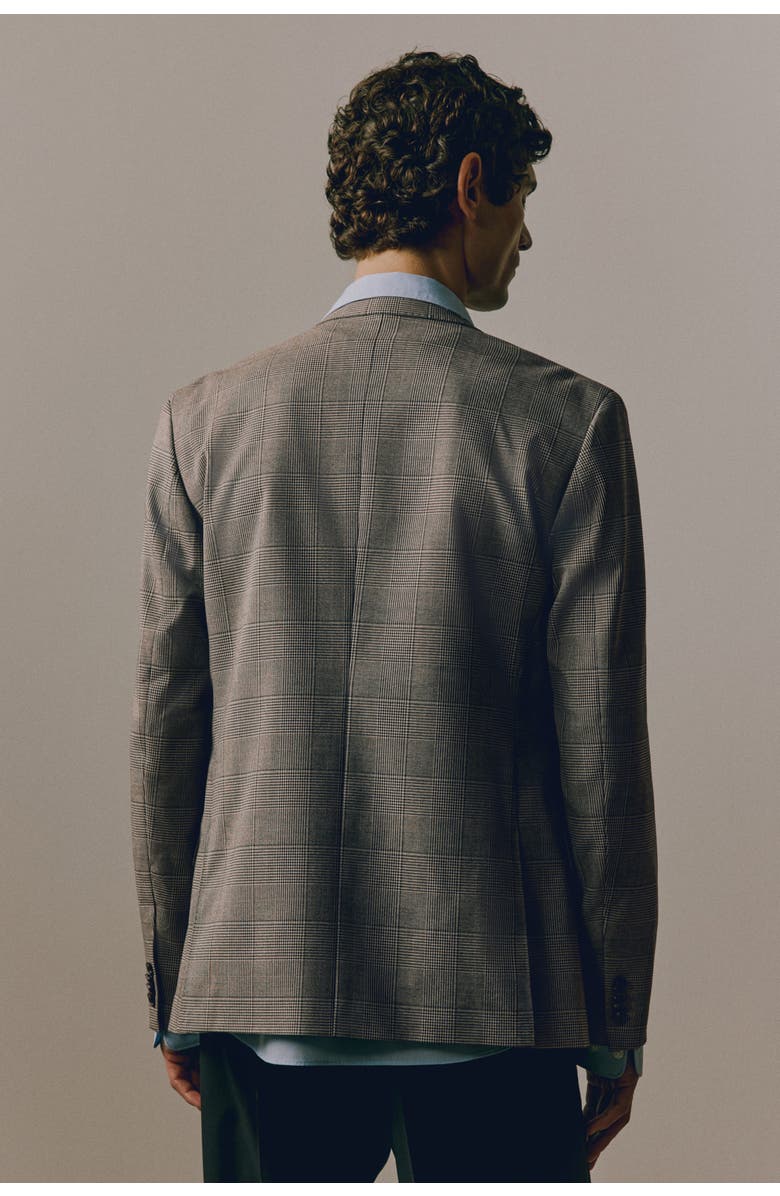 H&M Regular Fit Double-breasted Jacket, Alternate, color, Dark Beige/Checked