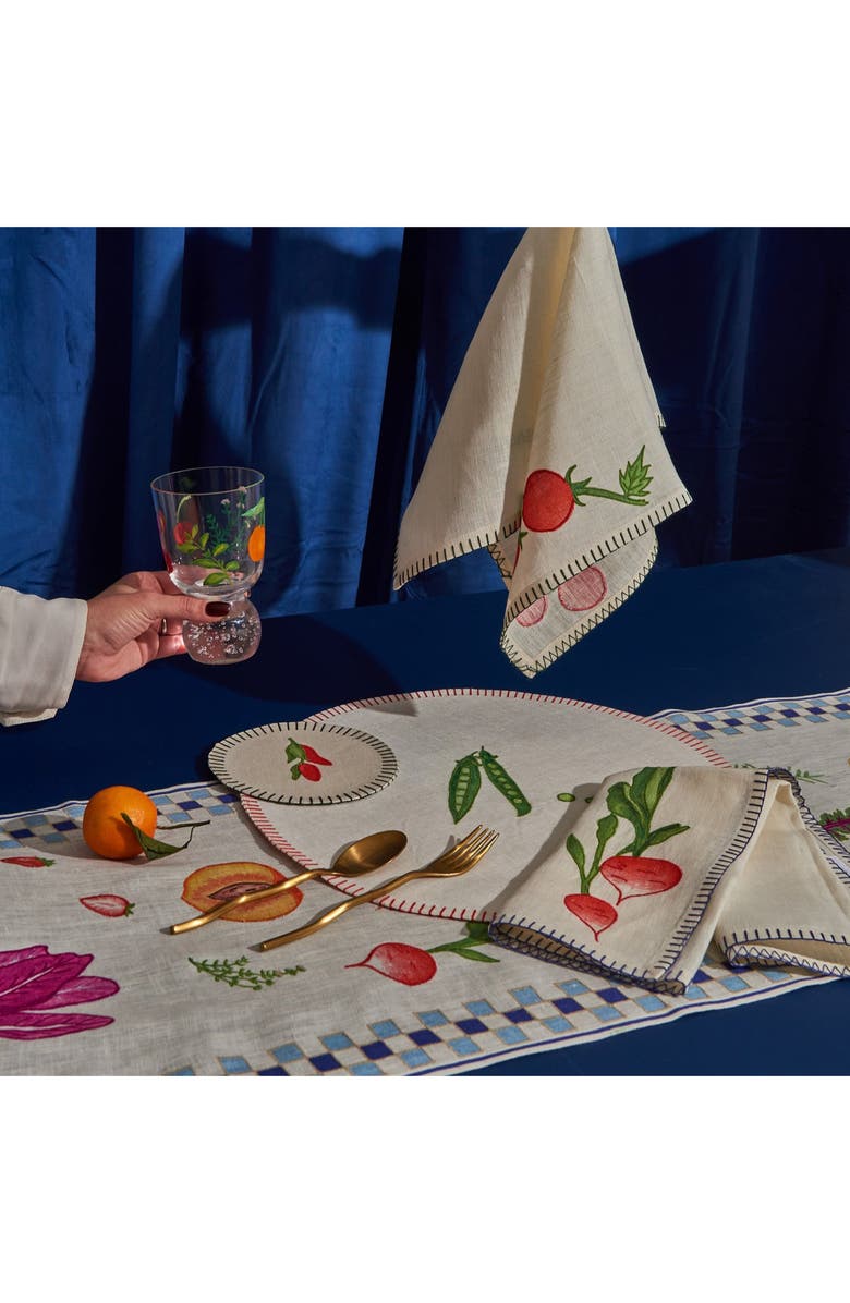 MISETTE Still Life Linen Table Runner, Alternate, color, Blue Checker