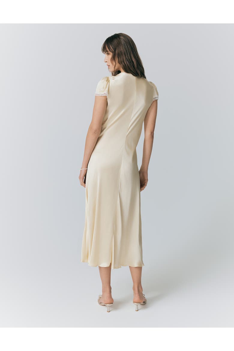 Lillie Lace Trim Satin Dress, Alternate, color, Buttermilk
