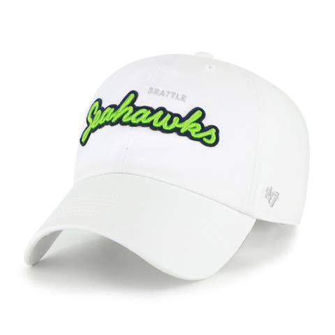 Women's '47  White Seattle Seahawks Trendy Script Clean Up Adjustable Hat