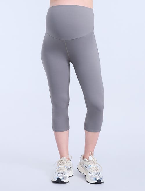 Motherhood Maternity Over The Belly Active Capri Legging In Heather Grey