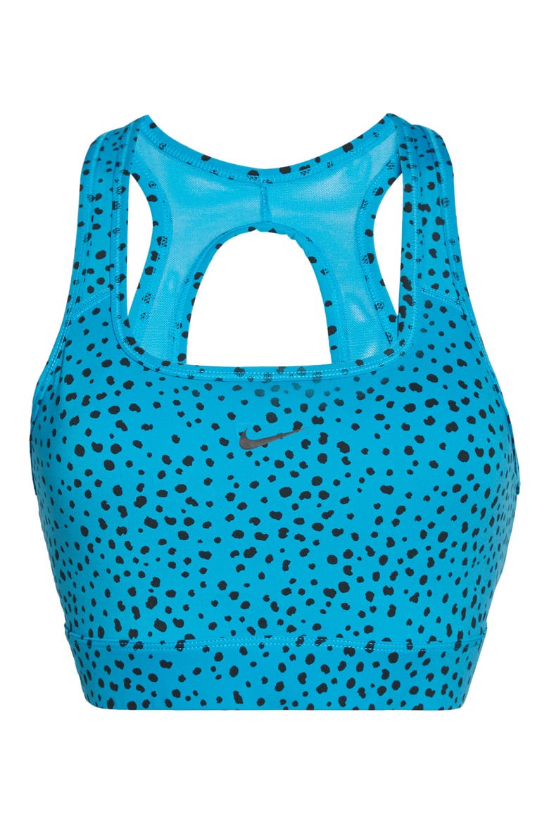 Polka Dot Open Back Sports Bra, Alternate, color, LASER BLUE/ LASER BLUE/ BLACK