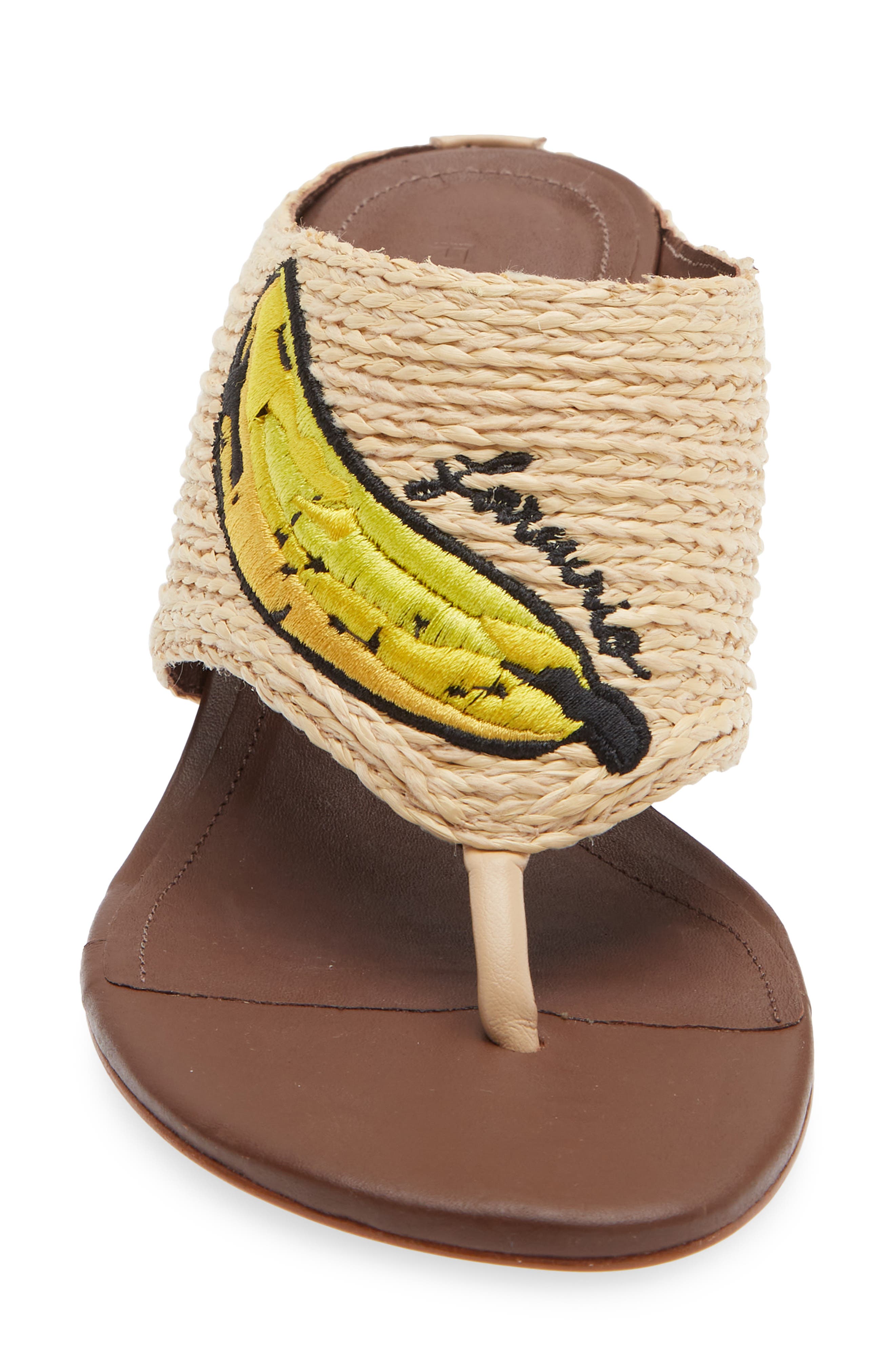 FARM Rio Icons Raffia Kitten Heel Flip Flop, Alternate, color, Walnut Banana