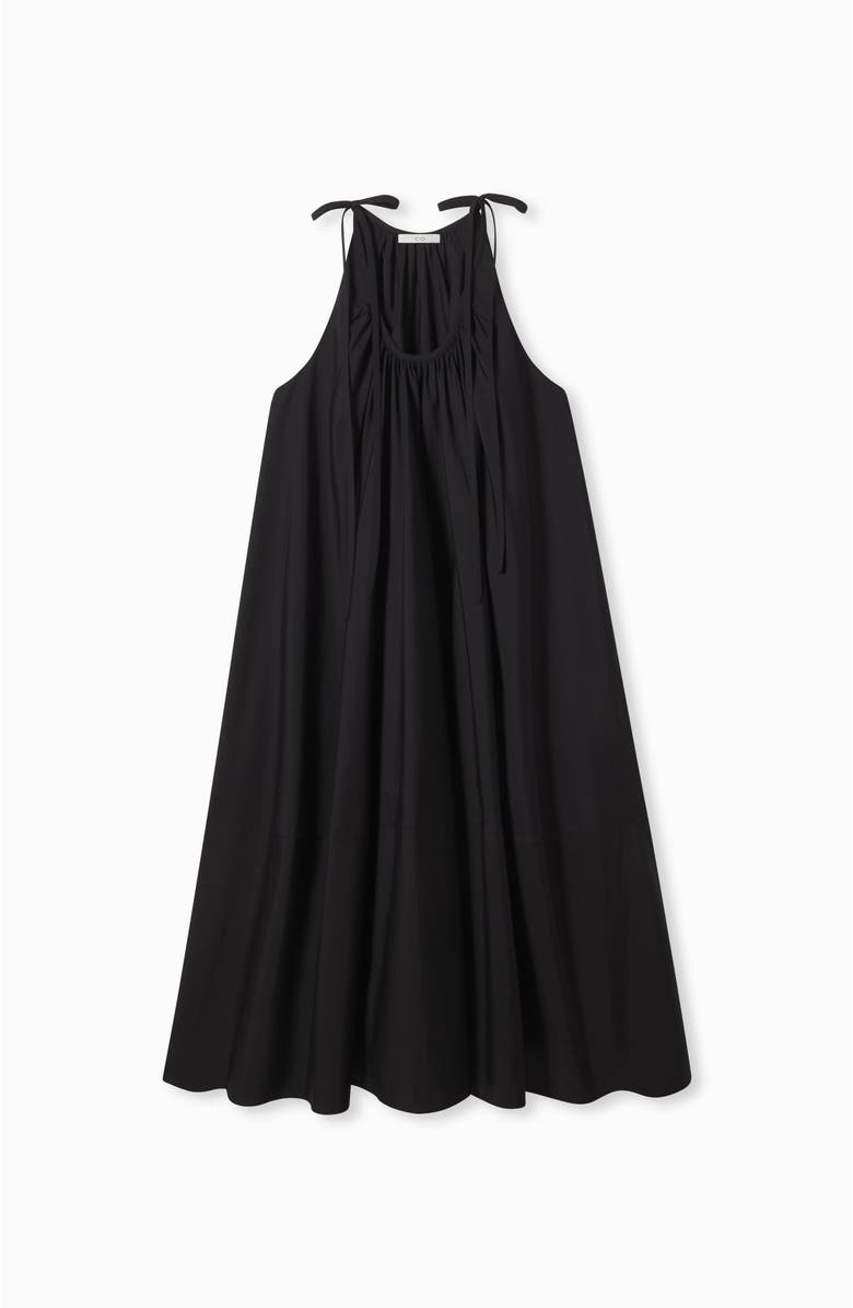 CO Gathered Halter Dress in Cotton Poplin, Alternate, color,