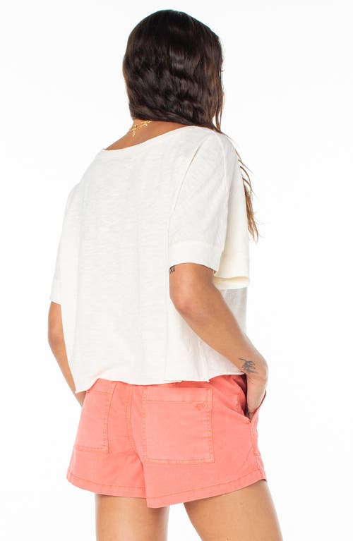 ROXY ROXY PALM STRIPE OVERSIZE CROP GRAPHIC T-SHIRT