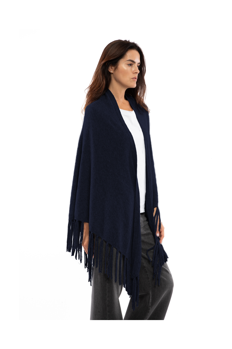 Pure Cashmere Fringe Wrap, Alternate, color, Night Blue