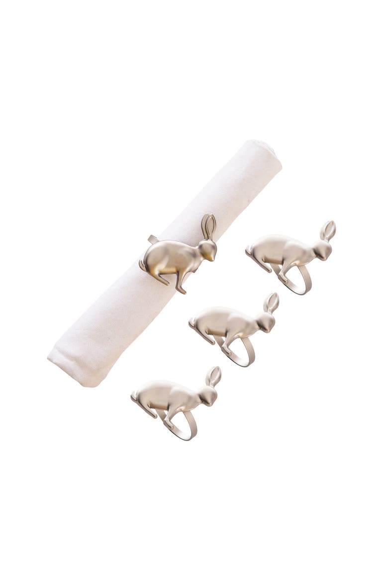 Silver Rabbit Napkin Rings Set of 4, Main, color, Silver