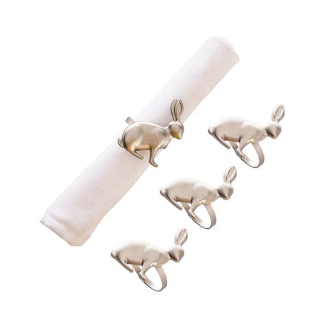 Silver Rabbit Napkin Rings Set of 4