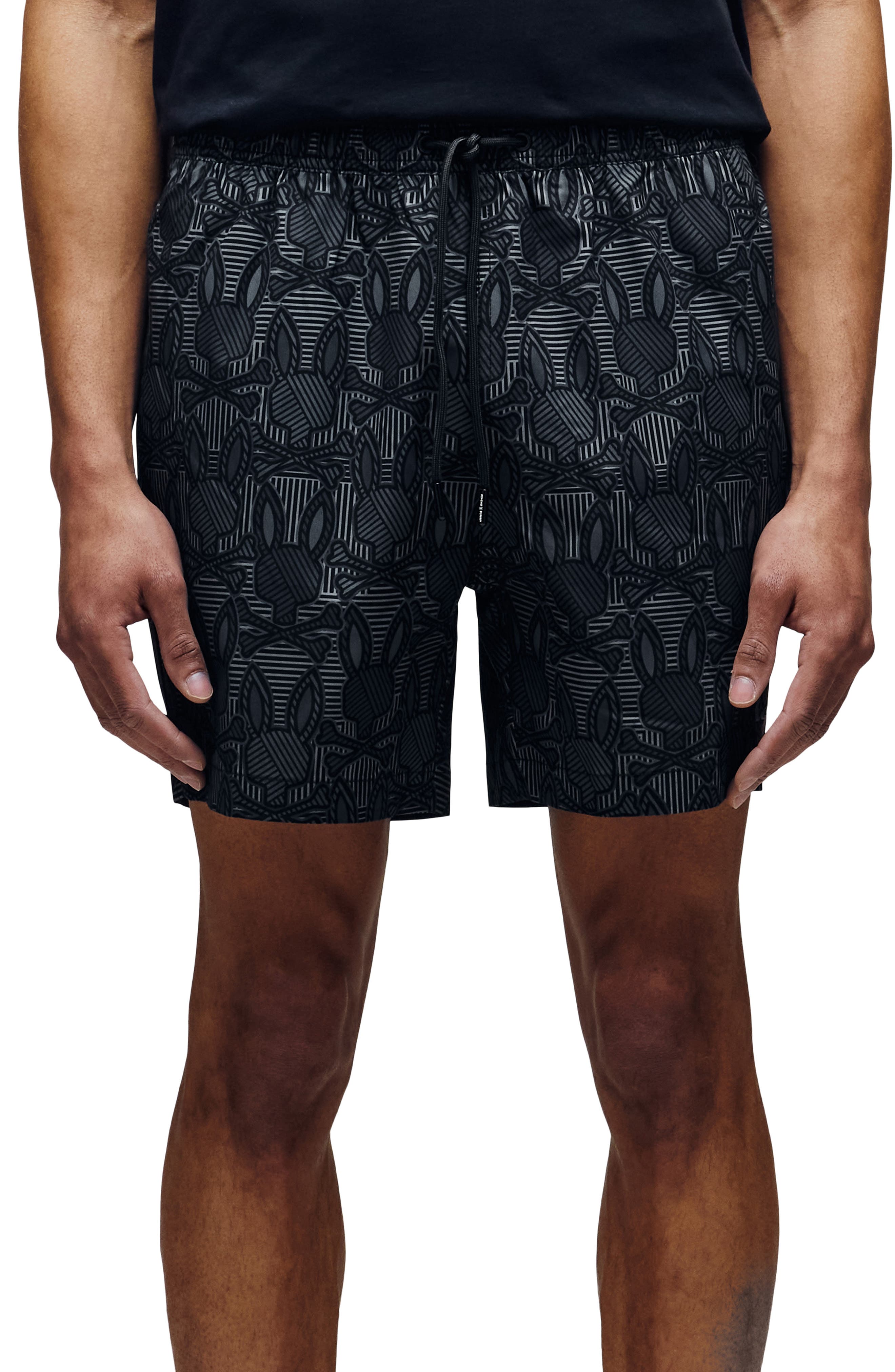 Psycho Bunny Reeves Bunny Print Swim Trunks