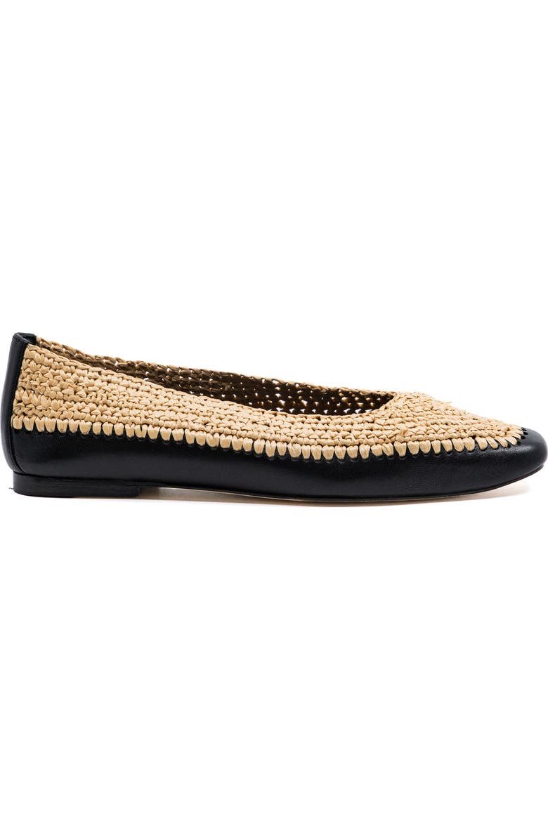 Andrea Gomez Dakota Raffia Leather Flat, Main, color, Black