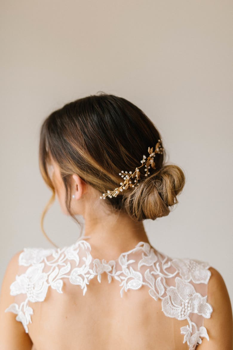 Evie Bridal Comb, Alternate, color, Gold
