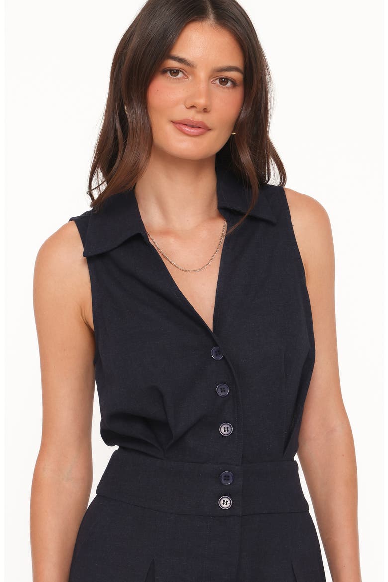 Claudia Collared Romper, Alternate, color, NAVY