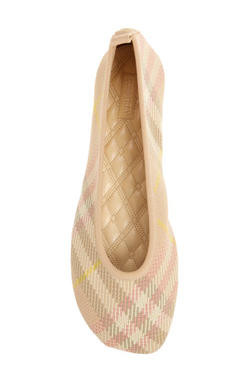 Shop Burberry Baby Check Knit Ballerina Flat In Teacup Ip Check