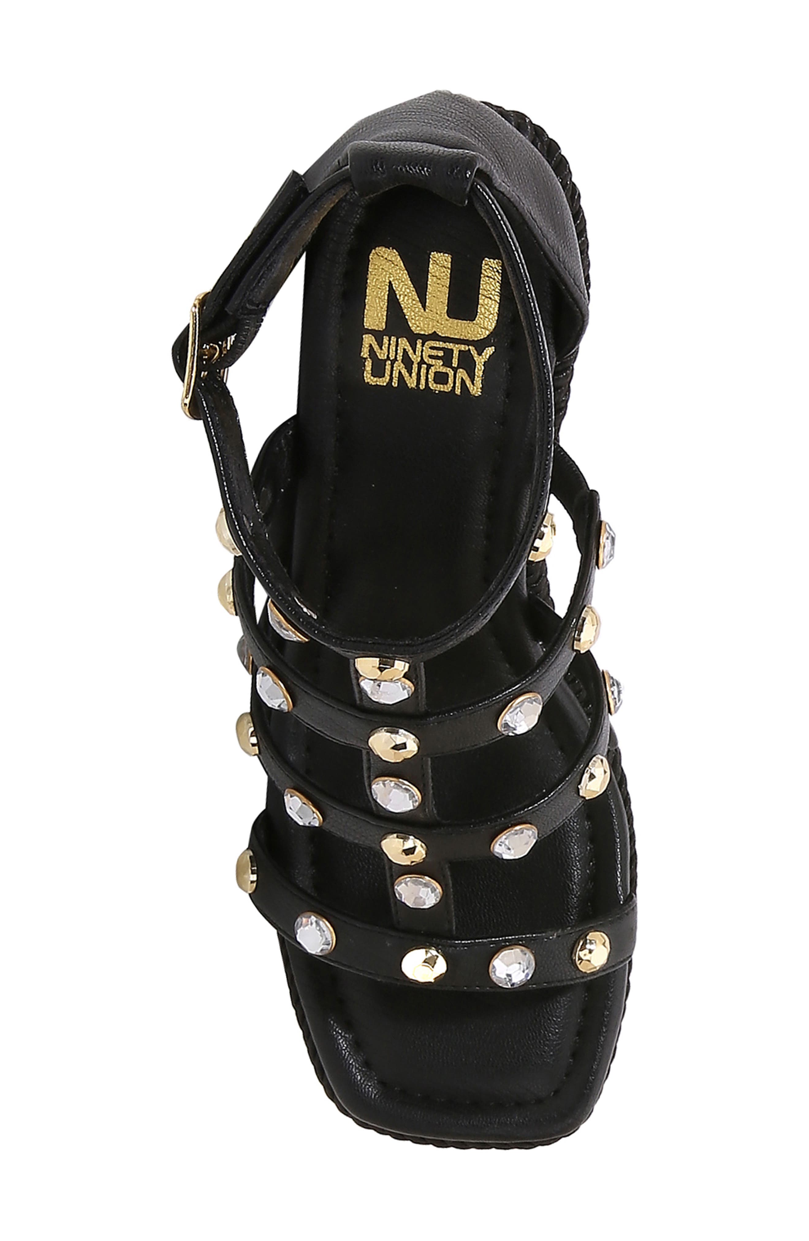 Panda Caged Platform Wedge Sandal, Alternate, color, BLACK