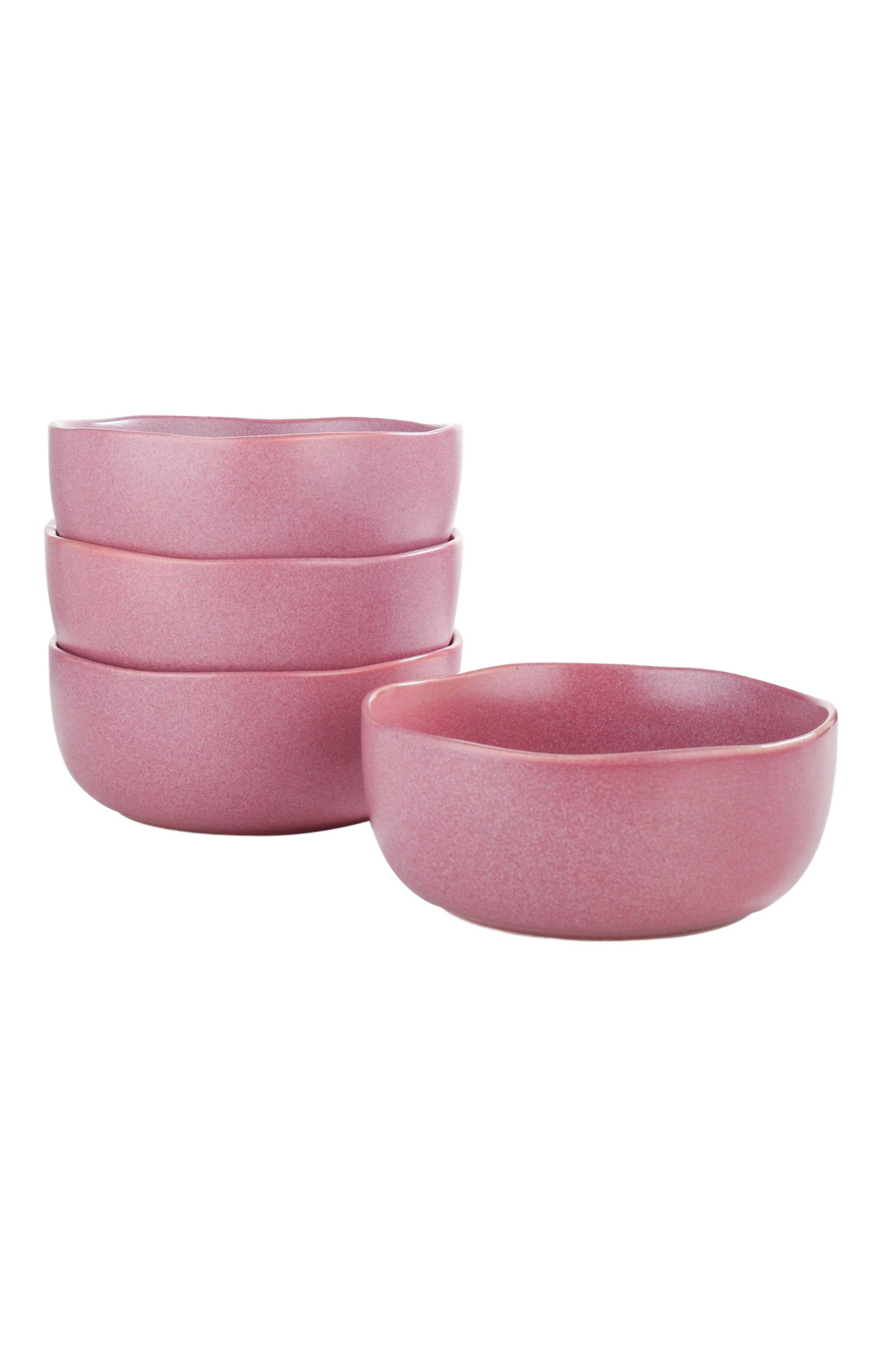 Stone Lain Tom Stoneware 4-Piece Bowl Set - Pink White