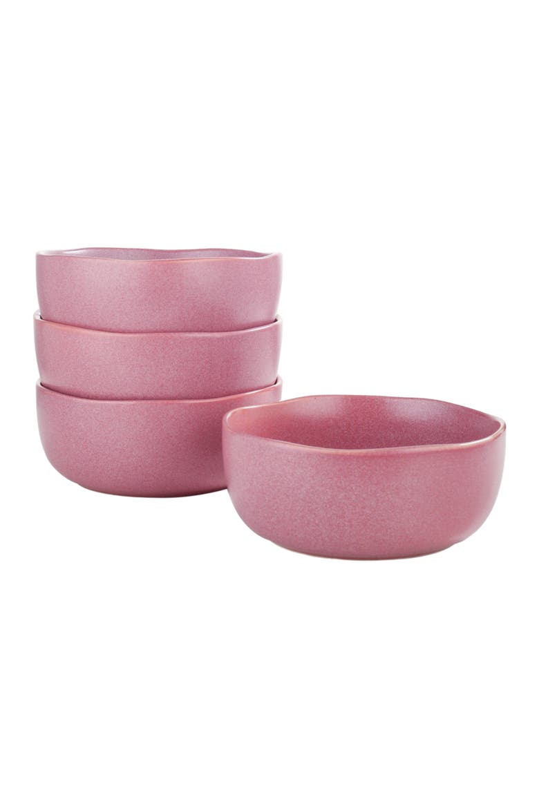 Tom Stoneware 4-Piece Bowl Set, Main, color, Pink White