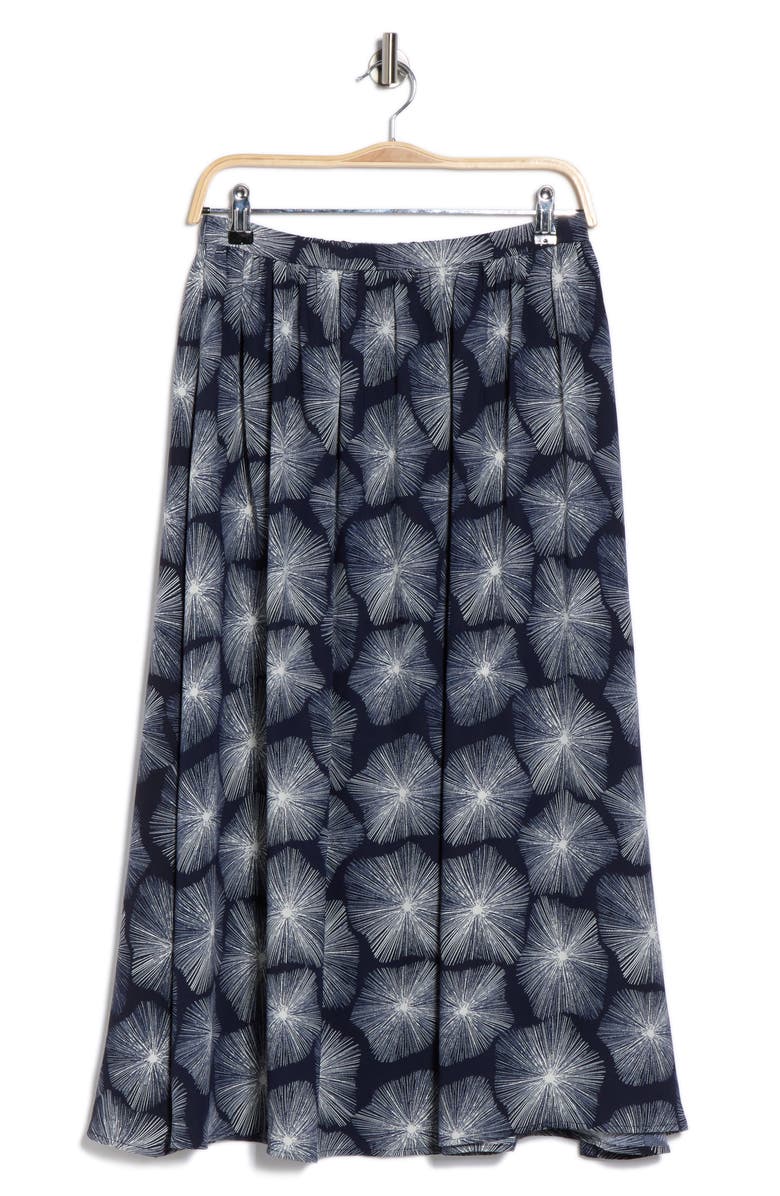 NORDSTROM RACK Pull-On Midi Skirt, Alternate, color, Navy- Grey Floral Burst