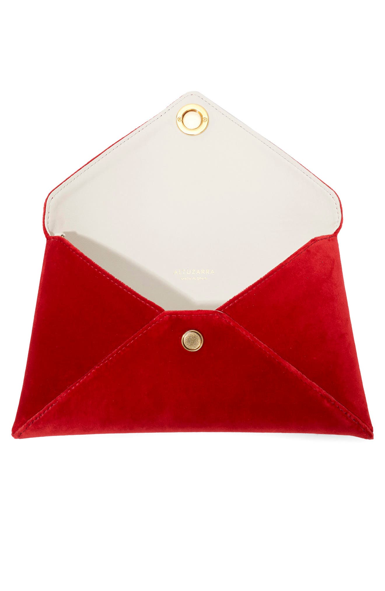 Altuzarra Medallion Velveteen Envelope Clutch, Alternate, color, Grenadine